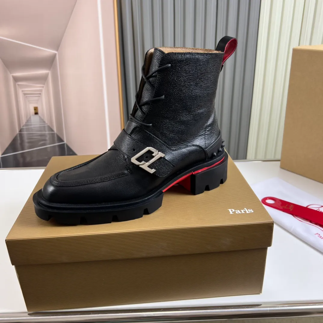 Men's shoes 💰800💰 CL popular red-soled boots 🆑1:1 original mold, Christian* Louboutin, imported cowhide leather upper + water-dyed cowhide lining, original outsole ⬆️ wear-resistant and non-slip, full set of counter packaging 🎁38-45 (38.45 custom-made, non-refundable)